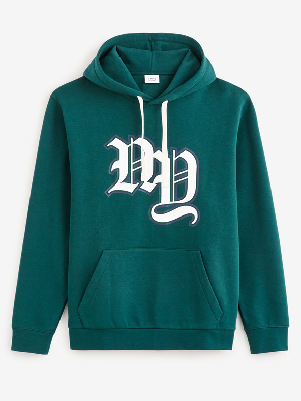 Celio Sötétzöld férfi kapucnis pulóver Celio Fecago