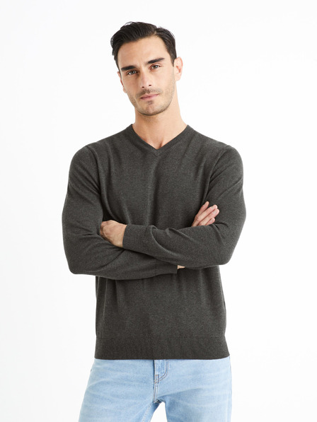 Celio Sötétszürke férfi alap pulóver Celio Decotonv