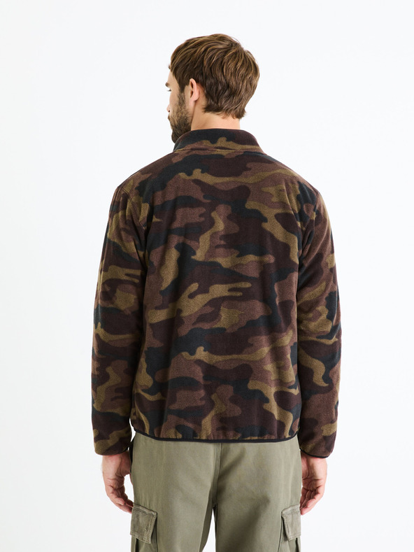 Celio Barna férfi katonai cipzáras pulóver Celio Fecamo