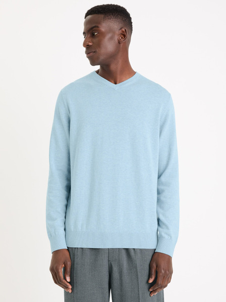 Celio Világoskék férfi basic pulóver Celio Decotonv