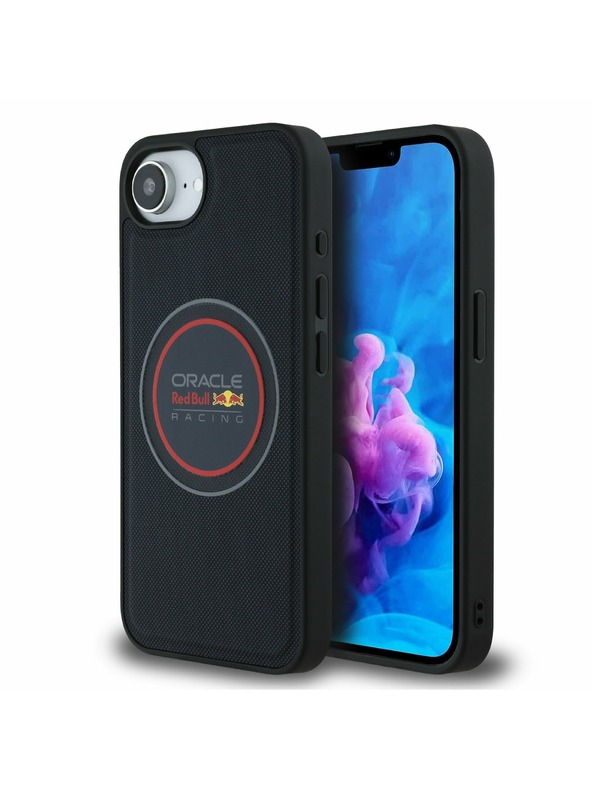 Oracle Red Bull Racing Red Bull PU Bőr Piros Gyűrűs MagSafe Hátlap iPhone 16e Navy