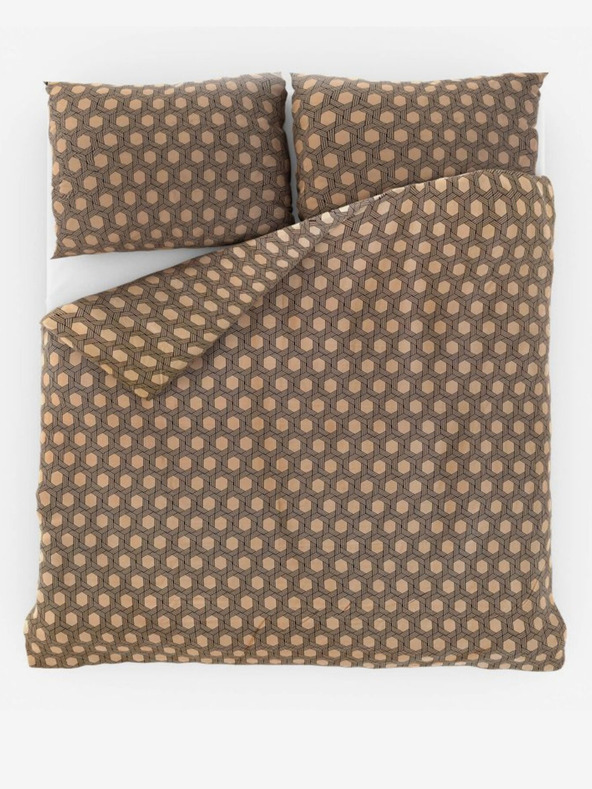 Kvalitex Szatén francia ágynemű Luxury Collection 1+2, 240x200, 70x90cm Carero bézs Kvalitex