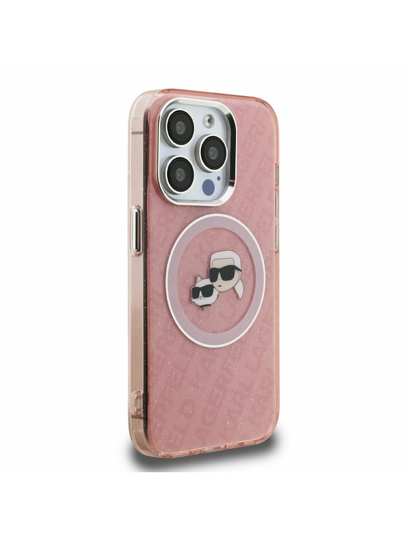 Karl Lagerfeld Karl Lagerfeld IML K&CH Heads Ismétlődő Logo MagSafe Hátlap iPhone 15 Pro Max Pink