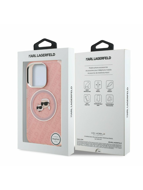 Karl Lagerfeld Karl Lagerfeld IML K&CH Heads Ismétlődő Logo MagSafe Hátlap iPhone 15 Pro Max Pink