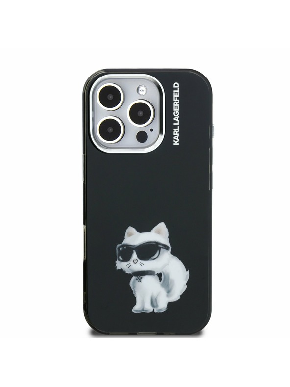 Karl Lagerfeld Karl Lagerfeld IML Aquarelle Choupette Hátlap iPhone 16 Pro Fekete
