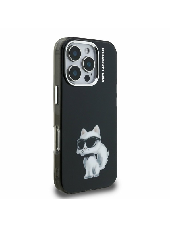 Karl Lagerfeld Karl Lagerfeld IML Aquarelle Choupette Hátlap iPhone 16 Pro Fekete