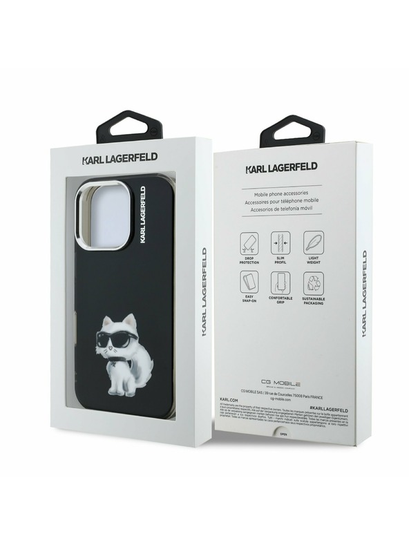 Karl Lagerfeld Karl Lagerfeld IML Aquarelle Choupette Hátlap iPhone 16 Pro Fekete