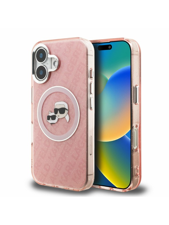 Karl Lagerfeld Karl Lagerfeld IML K&CH Heads Ismétlődő Logo MagSafe Hátlap iPhone 16 Pink