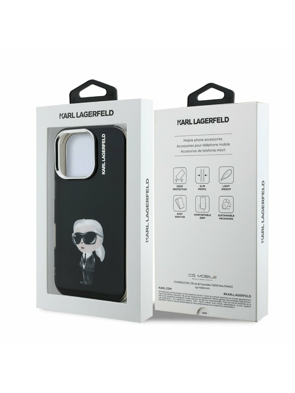 Karl Lagerfeld Karl Lagerfeld IML Aquarelle Karl Hátlap iPhone 16 Pro Fekete