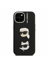 Karl Lagerfeld Karl Lagerfeld Grained PU K&CH Heads Hátlap iPhone 15 Fekete