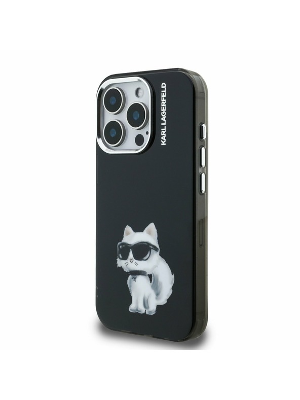 Karl Lagerfeld Karl Lagerfeld IML Akvarell Choupette Hátlap iPhone 15 Pro Max-hoz Fekete