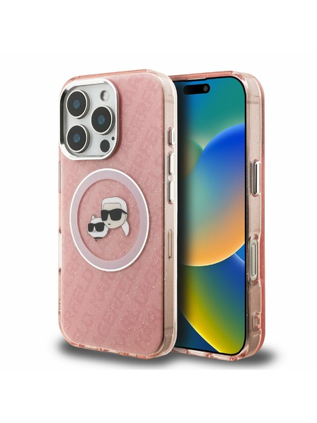 Karl Lagerfeld Karl Lagerfeld IML K&CH Heads Ismétlődő Logó MagSafe Hátlap iPhone 16 Pro Max-hoz Rózsaszín
