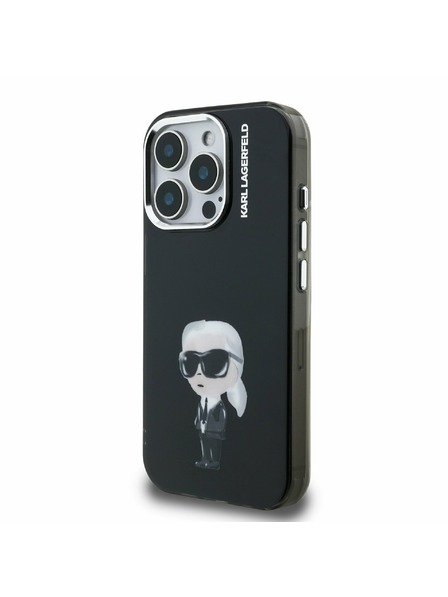 Karl Lagerfeld Karl Lagerfeld IML Akvarell Karl Hátlap iPhone 15 Pro-hoz Fekete