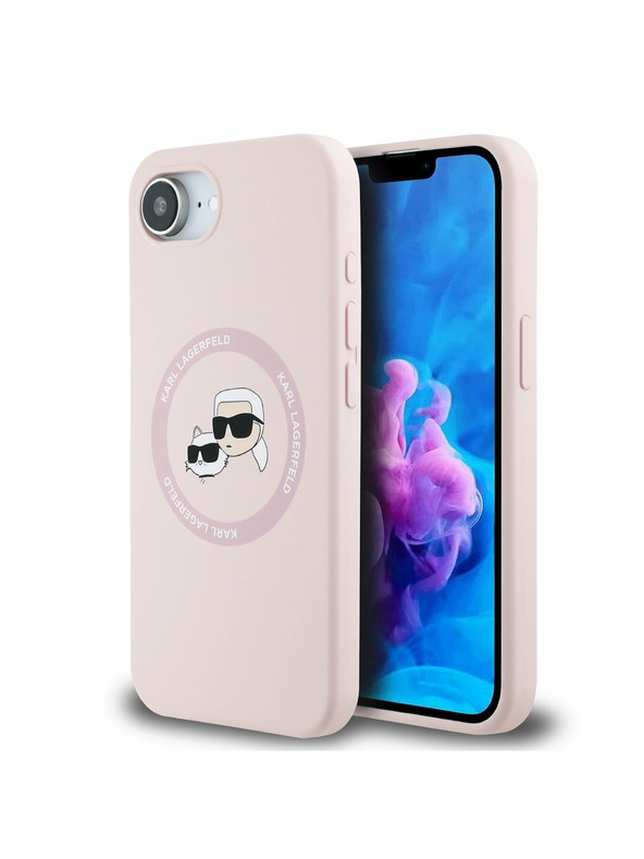 Karl Lagerfeld Karl Lagerfeld Folyékony Szilikon K&CH Fejek MagSafe Hátlap iPhone 16e-hez Rózsaszín