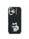 Karl Lagerfeld Karl Lagerfeld IML Akvarell Choupette Hátlap iPhone 16-hoz Fekete