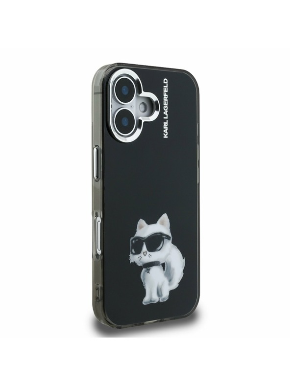 Karl Lagerfeld Karl Lagerfeld IML Akvarell Choupette Hátlap iPhone 16-hoz Fekete