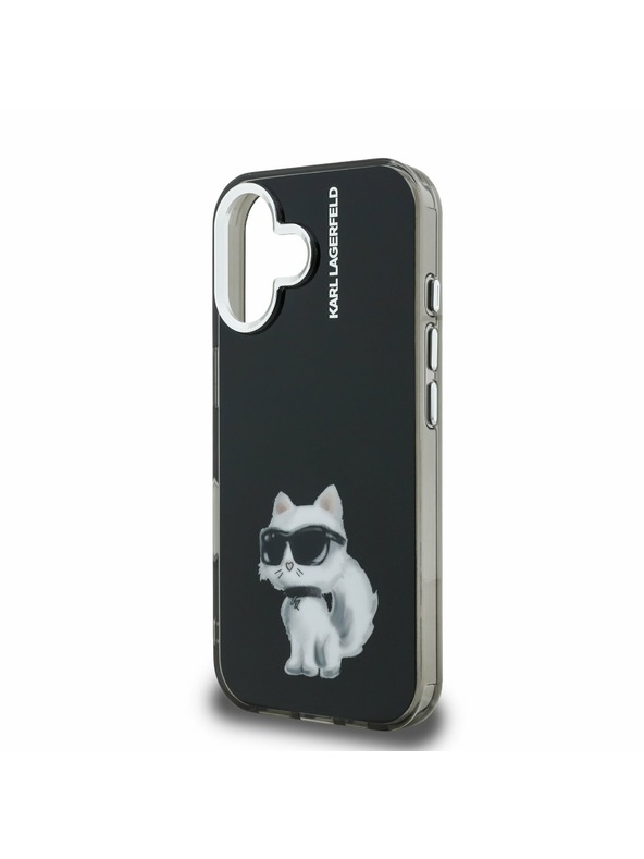 Karl Lagerfeld Karl Lagerfeld IML Akvarell Choupette Hátlap iPhone 16-hoz Fekete