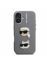 Karl Lagerfeld Karl Lagerfeld Érdes PU K&CH Fejek Hátlap iPhone 16-hoz Szürke