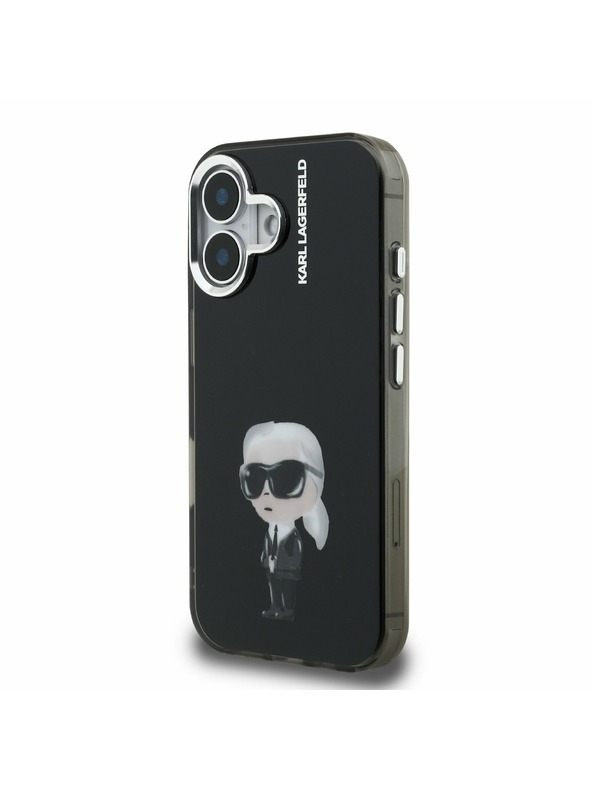 Karl Lagerfeld Karl Lagerfeld IML Akvarell Karl Hátlap iPhone 16-hoz Fekete