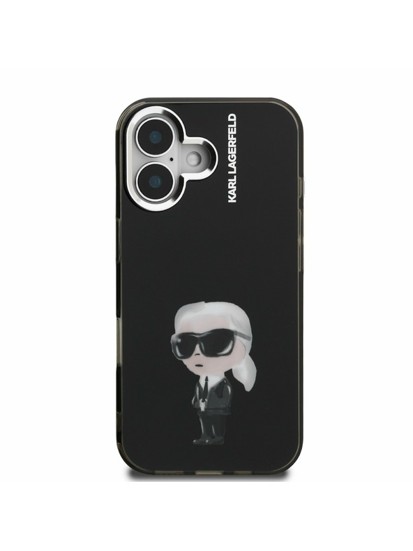 Karl Lagerfeld Karl Lagerfeld IML Akvarell Karl Hátlap iPhone 16-hoz Fekete