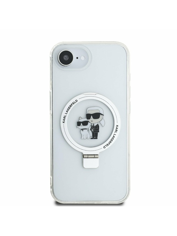 Karl Lagerfeld Karl Lagerfeld Gyűrűs Tartó Karl és Choupette MagSafe Hátlap iPhone 16e-hez Fehér