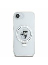 Karl Lagerfeld Karl Lagerfeld Gyűrűs Tartó Karl és Choupette MagSafe Hátlap iPhone 16e-hez Fehér
