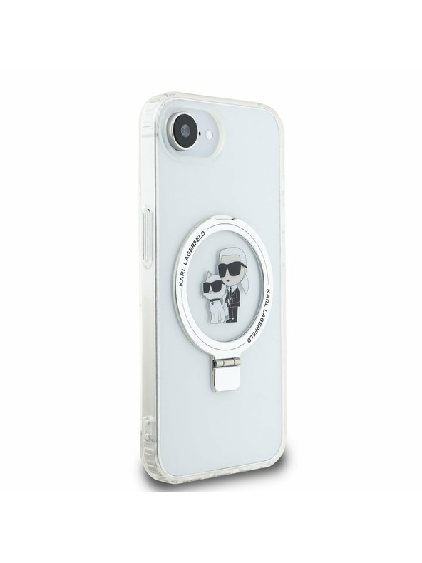 Karl Lagerfeld Karl Lagerfeld Gyűrűs Tartó Karl és Choupette MagSafe Hátlap iPhone 16e-hez Fehér