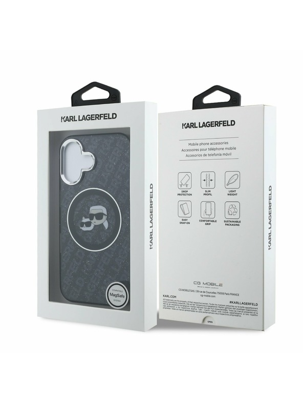 Karl Lagerfeld Karl Lagerfeld IML K&CH Heads Ismétlődő Logó MagSafe Hátlap iPhone 16-hoz Fekete