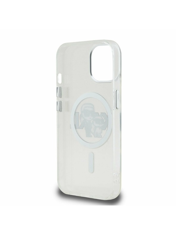 Karl Lagerfeld Karl Lagerfeld IML Glitter Karl and Choupette Sketch MagSafe Hátlap iPhone 15-höz Transparent