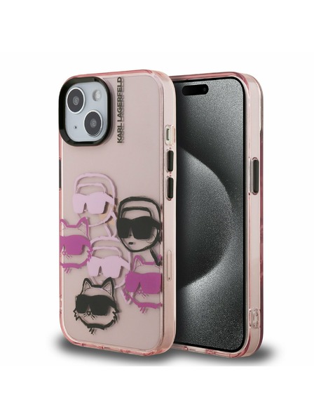 Karl Lagerfeld Karl Lagerfeld IML Multi K&CH Heads Hátlap iPhone 15-höz Pink