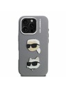 Karl Lagerfeld Karl Lagerfeld Erezett PU K&CH Heads Hátlap iPhone 16 Pro Max-hoz Grey