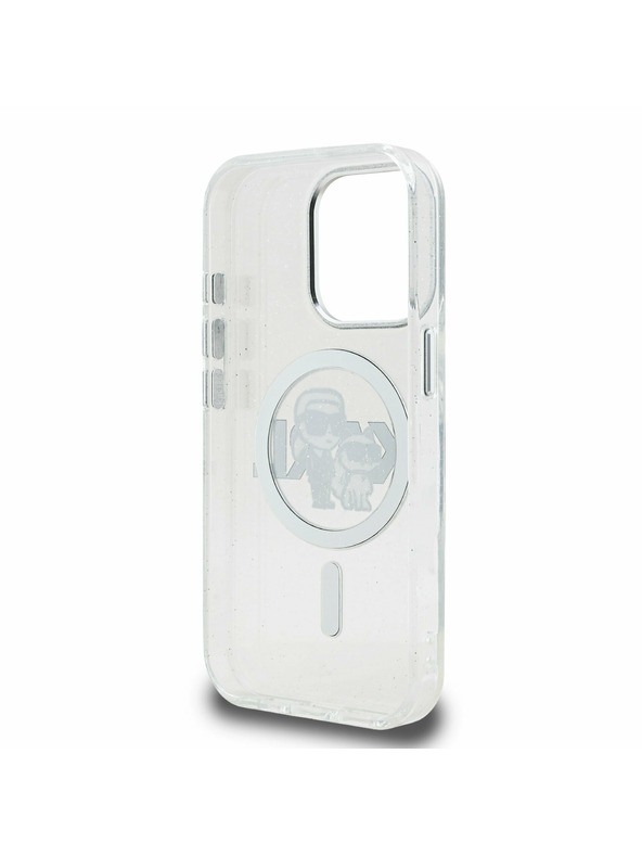 Karl Lagerfeld Karl Lagerfeld IML Glitter Karl and Choupette Sketch MagSafe Hátlap iPhone 15 Pro Max-hoz Transparent