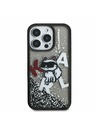 Karl Lagerfeld Karl Lagerfeld Folyékony Csillogó Szétszórt Choupette Hátlap iPhone 16 Pro Max-hoz Black