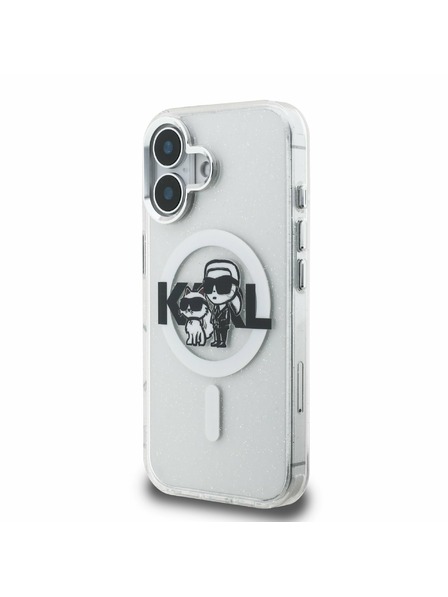 Karl Lagerfeld Karl Lagerfeld IML Glitter Karl and Choupette Sketch MagSafe Hátlap iPhone 16-hoz Transparent