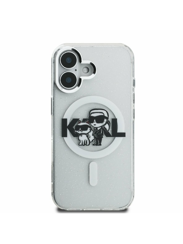 Karl Lagerfeld Karl Lagerfeld IML Glitter Karl and Choupette Sketch MagSafe Hátlap iPhone 16-hoz Transparent