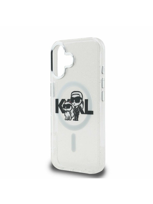Karl Lagerfeld Karl Lagerfeld IML Glitter Karl and Choupette Sketch MagSafe Hátlap iPhone 16-hoz Transparent