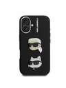 Karl Lagerfeld Karl Lagerfeld Erezett PU K&CH Heads Hátlap iPhone 16-hoz Black