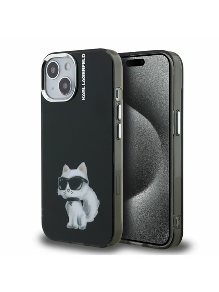 Karl Lagerfeld Karl Lagerfeld IML Aquarelle Choupette Hátlap iPhone 15-höz Black