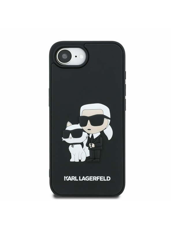 Karl Lagerfeld Karl Lagerfeld 3D Gumi Karl and Choupette Hátlap iPhone 16e-hez Black