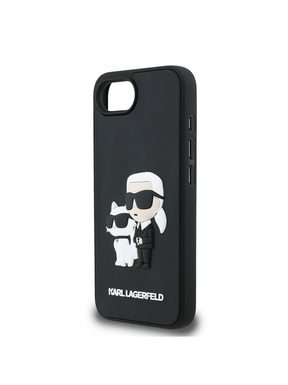 Karl Lagerfeld Karl Lagerfeld 3D Gumi Karl and Choupette Hátlap iPhone 16e-hez Black