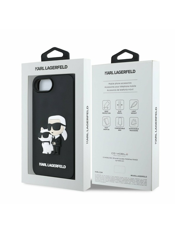 Karl Lagerfeld Karl Lagerfeld 3D Gumi Karl and Choupette Hátlap iPhone 16e-hez Black
