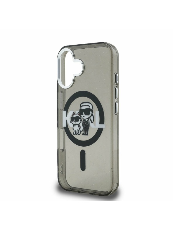 Karl Lagerfeld Karl Lagerfeld IML Glitter Karl and Choupette Sketch MagSafe Hátlap iPhone 16-hoz Black