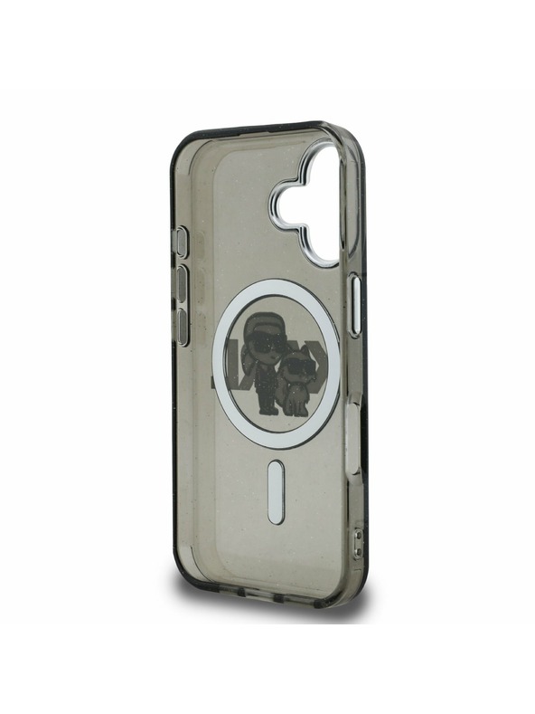 Karl Lagerfeld Karl Lagerfeld IML Glitter Karl and Choupette Sketch MagSafe Hátlap iPhone 16-hoz Black
