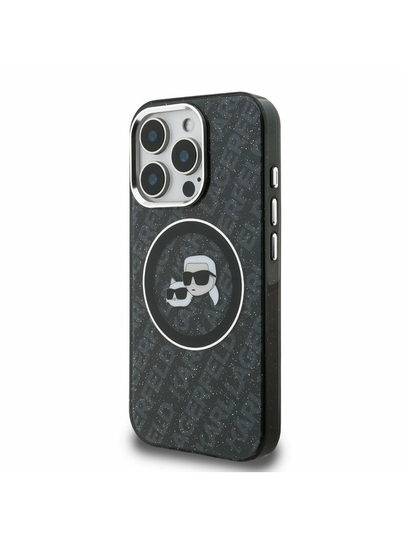 Karl Lagerfeld Karl Lagerfeld IML K&CH Heads Repeated Logo MagSafe Hátlap iPhone 15 Pro-hoz Black