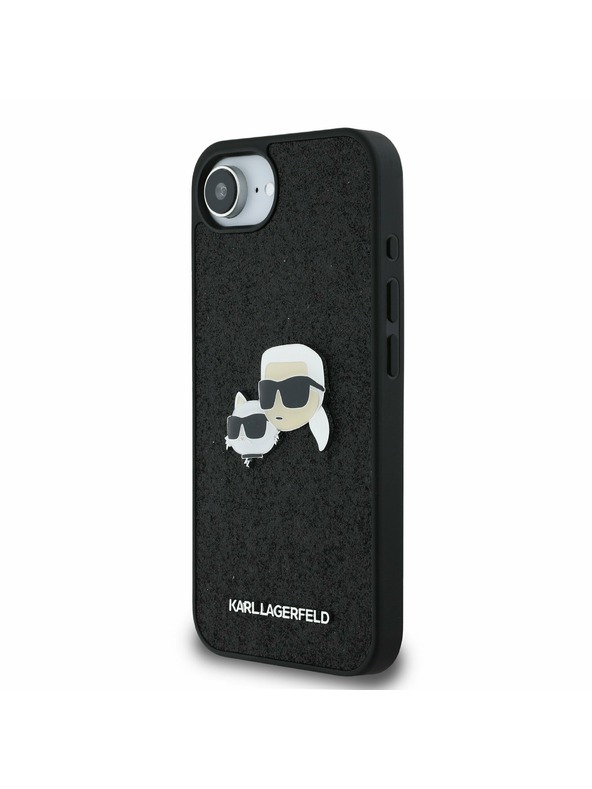 Karl Lagerfeld Karl Lagerfeld Fixed Glitter Metal K&CH Hátlap iPhone 16e - Fekete