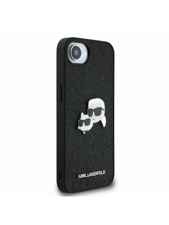 Karl Lagerfeld Karl Lagerfeld Fixed Glitter Metal K&CH Hátlap iPhone 16e - Fekete