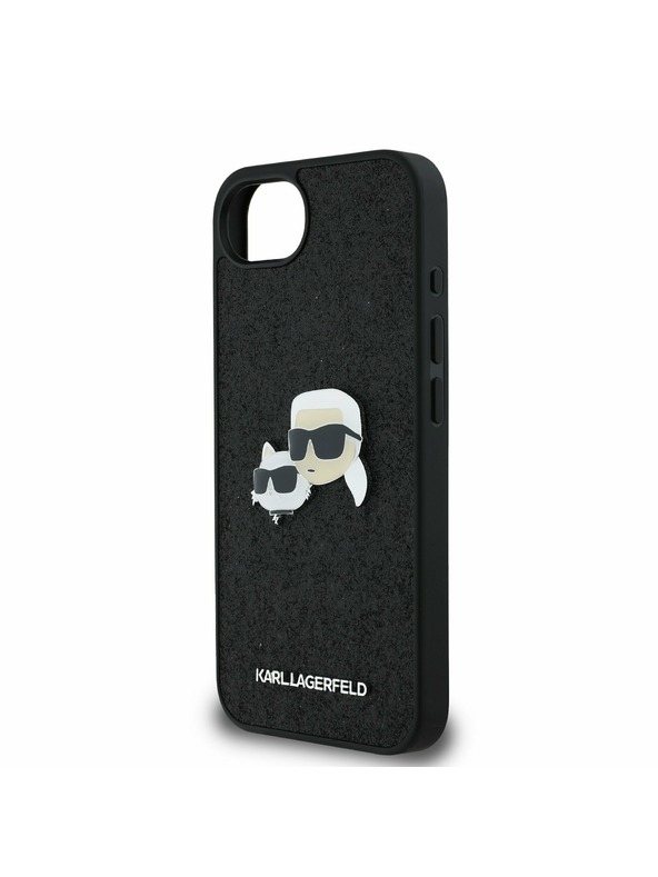 Karl Lagerfeld Karl Lagerfeld Fixed Glitter Metal K&CH Hátlap iPhone 16e - Fekete