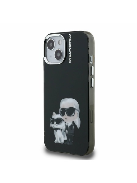 Karl Lagerfeld Karl Lagerfeld IML Aquarelle Karl and Choupette Hátlap iPhone 15 - Fekete