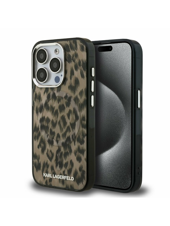 Karl Lagerfeld Karl Lagerfeld IML Leopard MagSafe Hátlap iPhone 15 Pro Max - Barna