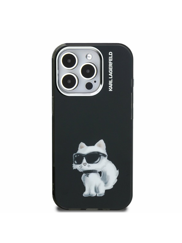 Karl Lagerfeld Karl Lagerfeld IML Aquarelle Choupette Hátlap iPhone 15 Pro - Fekete